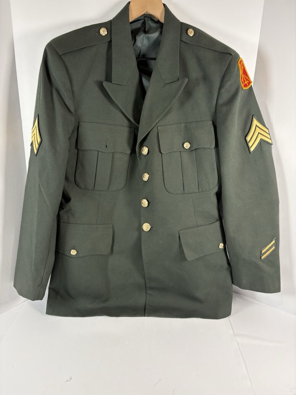 US Army Class A Dress Uniform Coat Jacket 43R Green Sergeant E5 Military DSCP